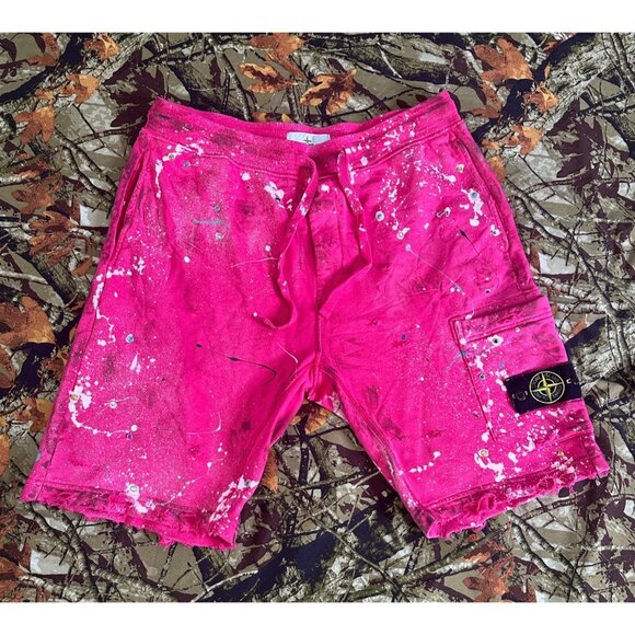 DRO Lab Custom 1/1 ART x  Stone Island Sweat Shorts - Picture 1 of 16